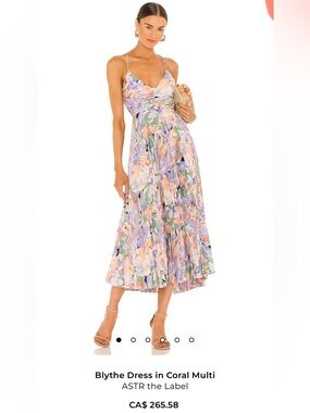 ASTR Floral Pleated Midi Dress in Coral, Lavender & Sage